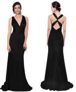 black cross back bridesmaid dress