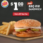 Burger King: Get a BBQ Rib Sandwich for just $1.00! (Limited Time)