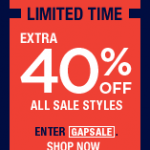 GAP – Extra 40% Off Clearance Items + $15 off a $75 Purchase Promo Codes (Thru 7/22)