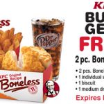KFC: Buy One 2Pc Boneless Combo Get One FREE w/ Printable Coupon (Exp. 11/10)