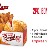 KFC: 2Pc Boneless + 1 Side + 1 Biscuit ONLY $2.99 w/ Printable Coupon (Exp 9/18)