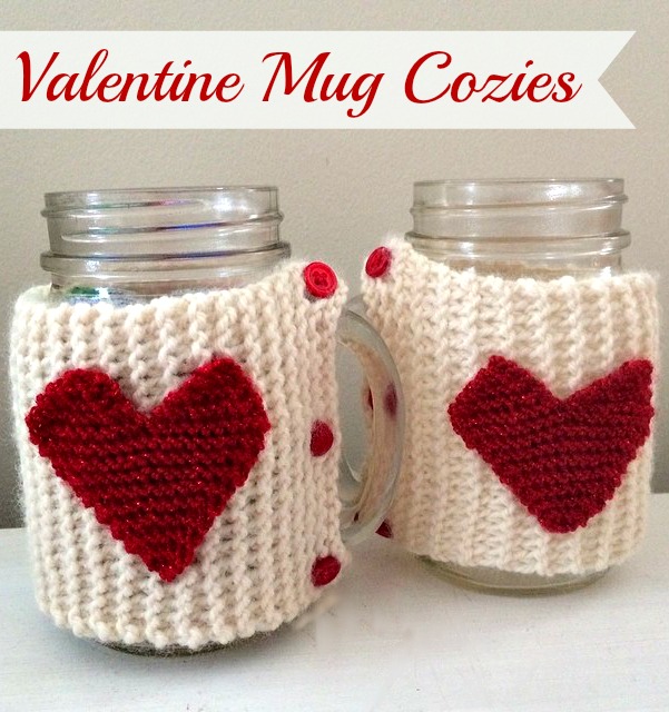 DIY Valentine Mug Cozies (Knitting)