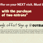 Outback Steakhouse -$5 Off Two Entrees Printable Coupon (+Sweepstakes!)