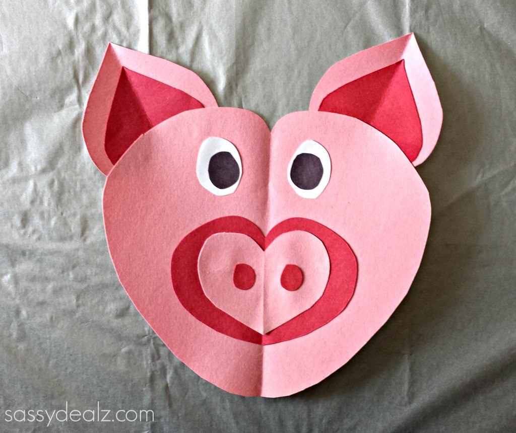 heart pig craft for kids