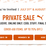 Puma- Private Sale Up to 75% Off + Free Shipping on $49+ Orders (July 31-August 1st)