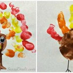 Fingerprint & Handprint Turkey Crafts For Kids on Thanksgiving