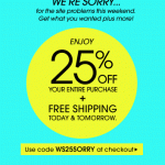 Wet Seal 25% Off Promo Code + Free Shipping Offer