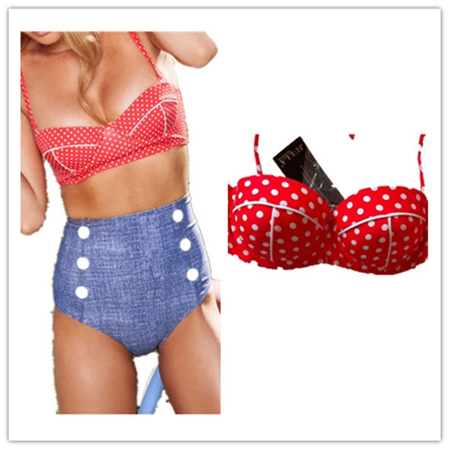 Red White Pin Up Sweet Cheek Bikini