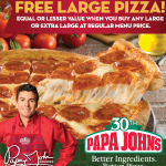 3 Papa Johns Codes: BOGO Pizza, Free Pizza w/ 15 Reward Points, or 50% Off!