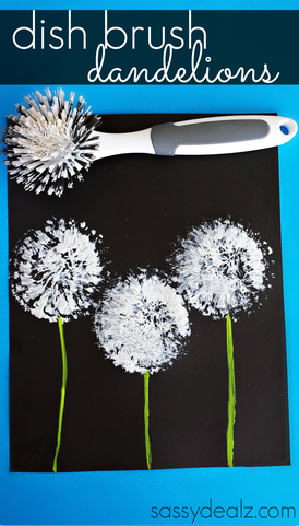 dish-brush-dandelions-craft-for-kids